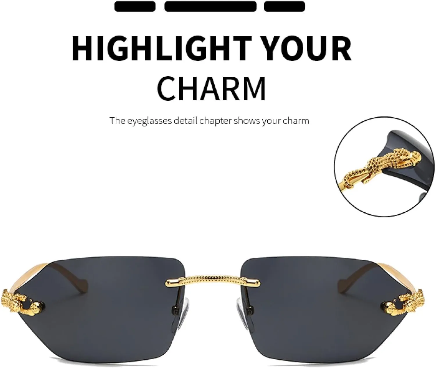 Sunglasses for Women's Fashion Metal Cateye Men's Leopard Legs Steampunk Style Trendy and Versatile