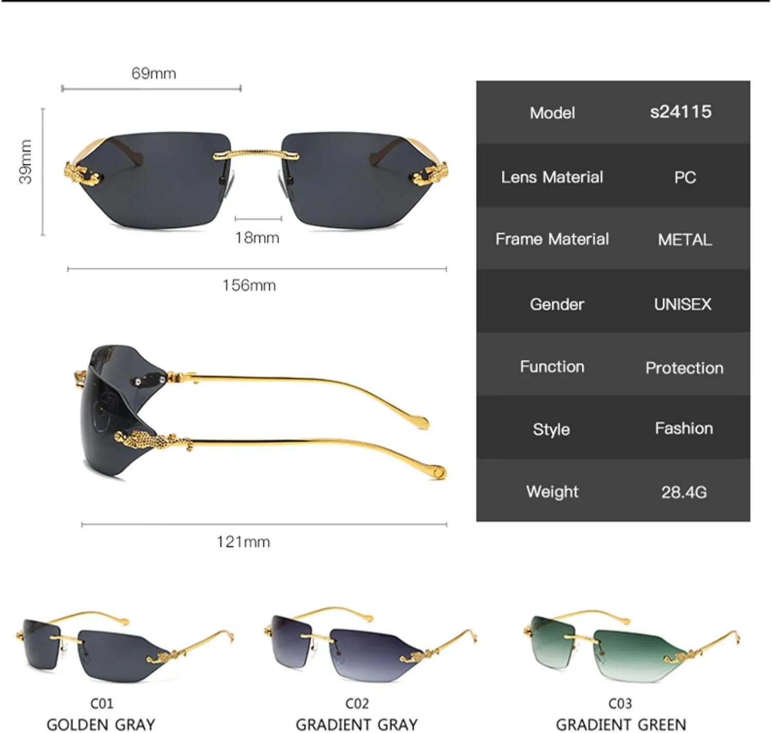 Sunglasses for Women's Fashion Metal Cateye Men's Leopard Legs Steampunk Style Trendy and Versatile