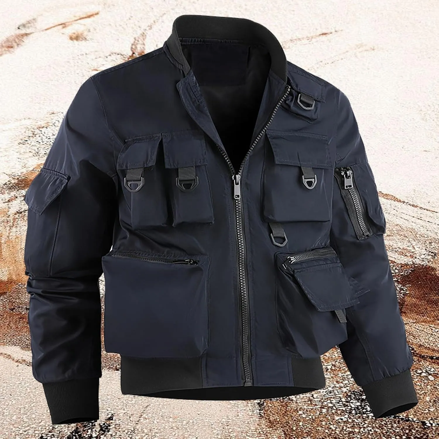 SUWBMHWE Men's Tactical Waterproof Jacket Military Jacket Outdoor Army Jackets for Men with 9 Multi-Pockets Outwear Coat