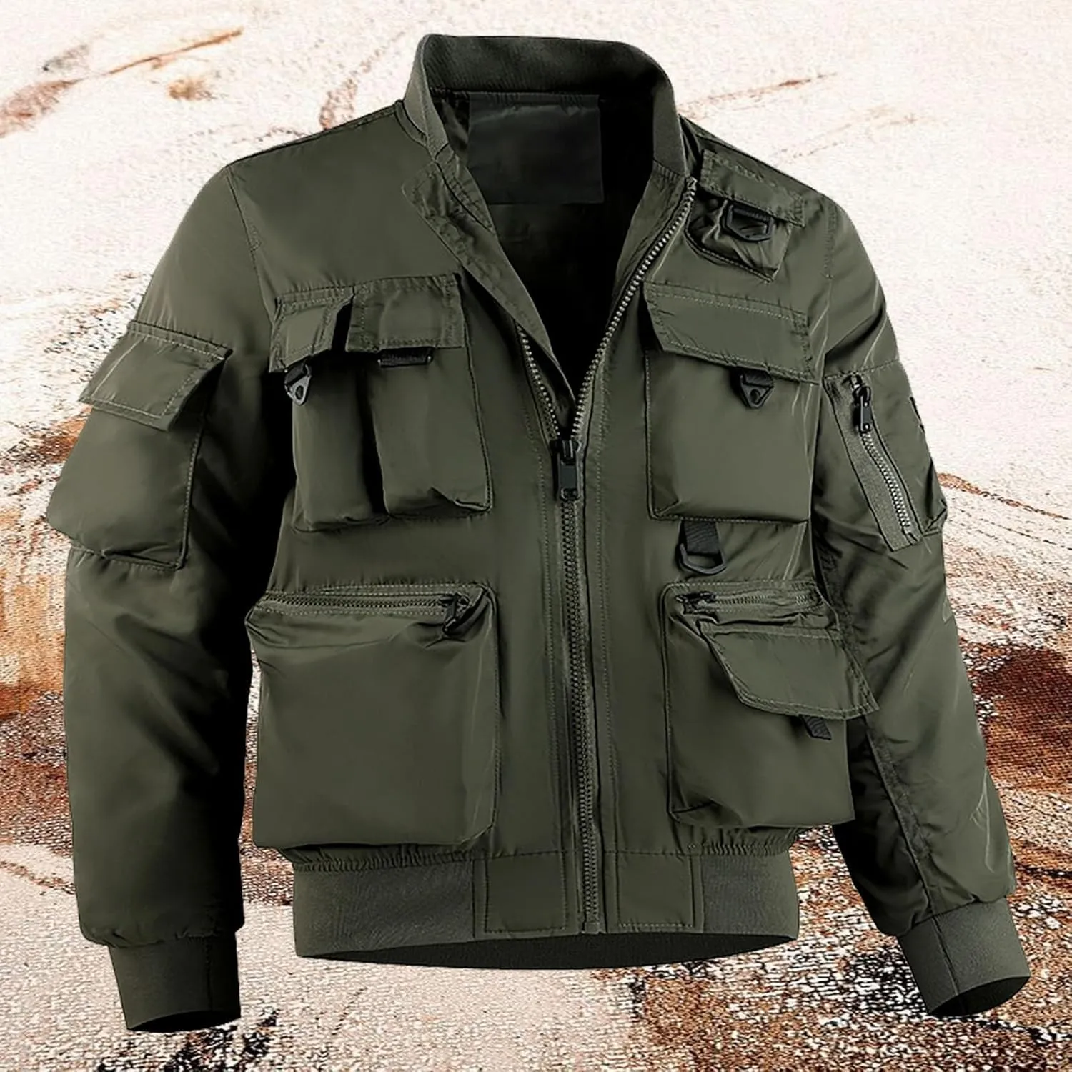 SUWBMHWE Men's Tactical Waterproof Jacket Military Jacket Outdoor Army Jackets for Men with 9 Multi-Pockets Outwear Coat