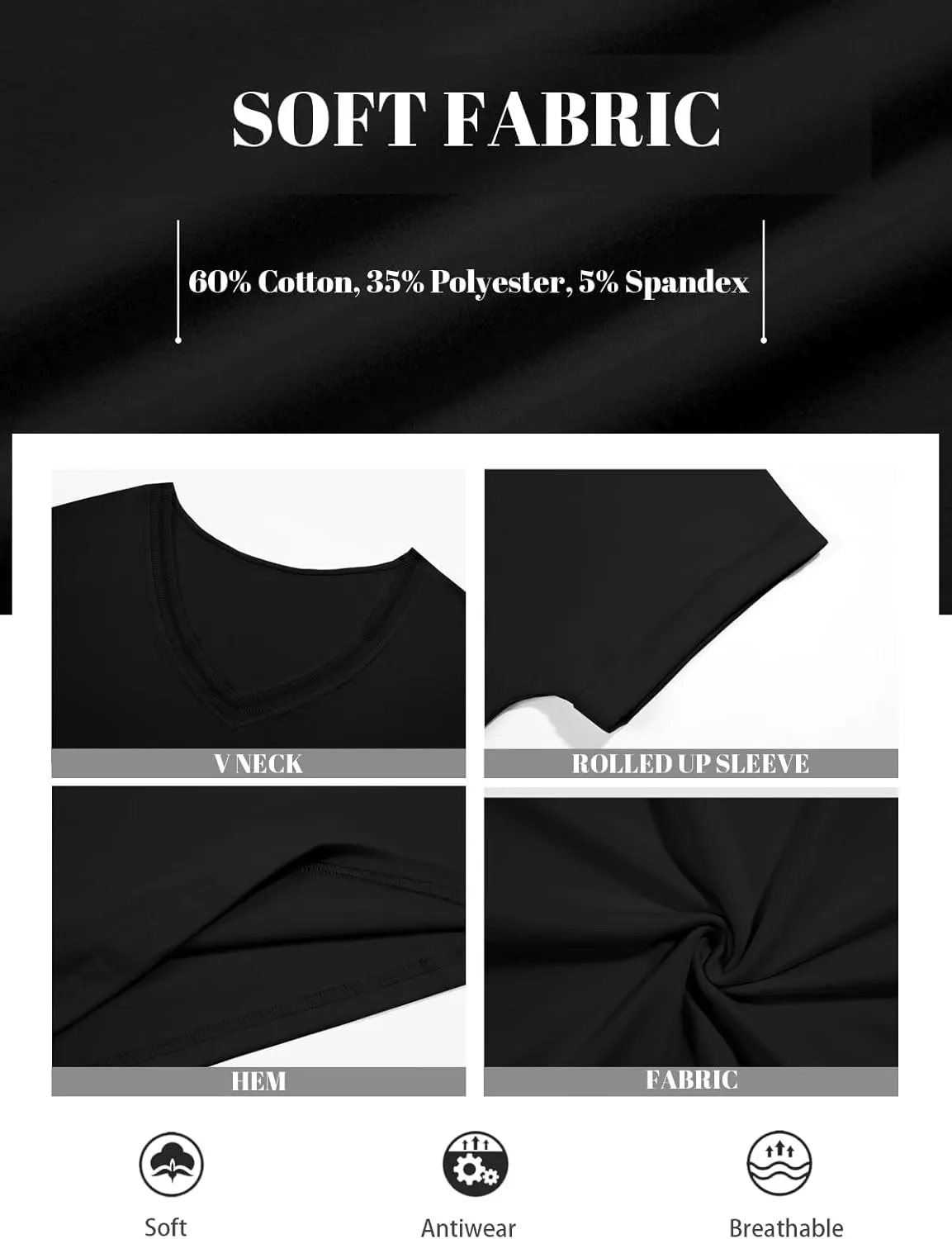Tankaneo Womens Deep V Neck T-Shirts Oversized Casual Summer Loose Fit Short Sleeve Tops