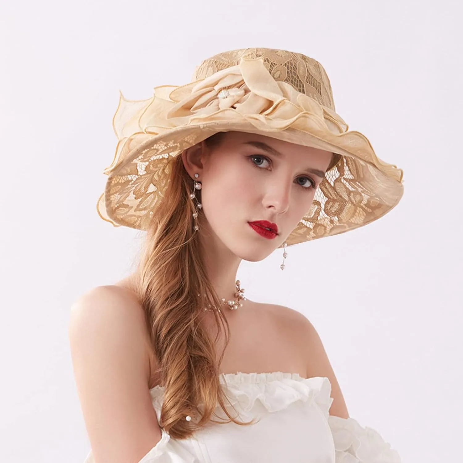 Tea Party Hats for Girls Church Summer Bowler Cloche Hat Bowknot Sun Bridal Dress Cap