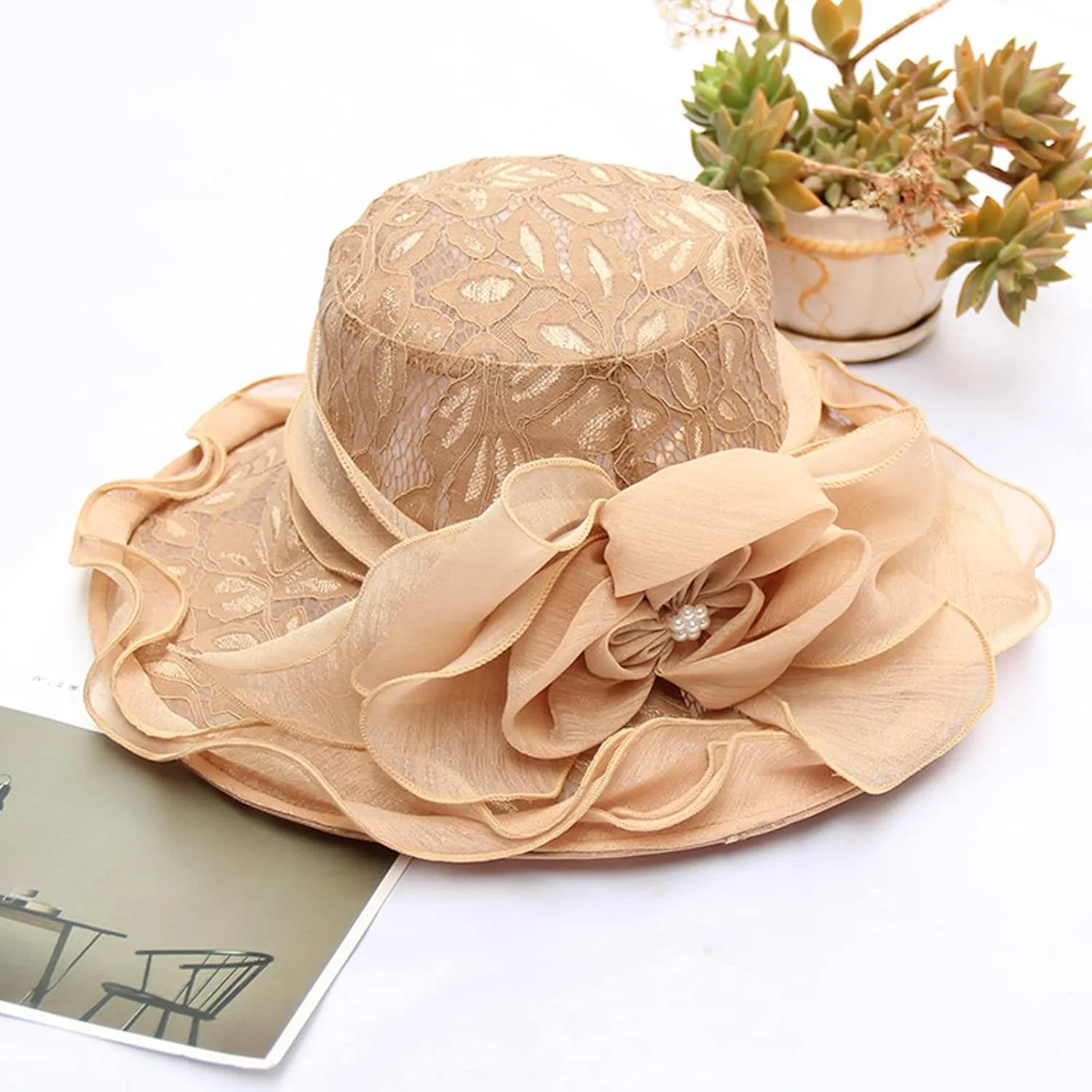 Tea Party Hats for Girls Church Summer Bowler Cloche Hat Bowknot Sun Bridal Dress Cap