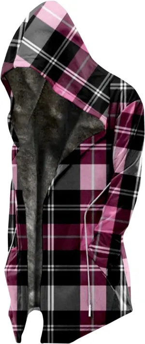 Thickened Zipper Winter Jackets With Hood Plaid Print Long Sleeve Plus Size Heavyweight Warm Fleece Jacket, M-6XL