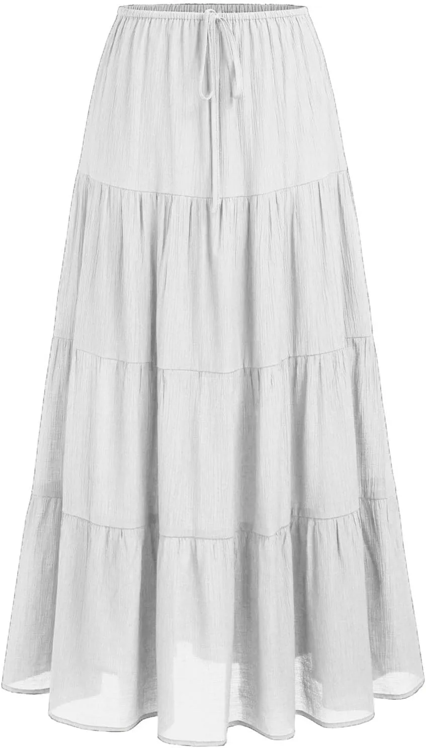 Tiered Maxi Skirts for Women Cotton Drawstring Summer 2025 Floral Long Flowy Skirt Elastic Waist Boho Beach Skorts Dress