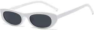 Trendy Elongated Narrow Cool Cat Eye Sunglasses for Women Oval 90s Vintage Retro Shades for Small Face