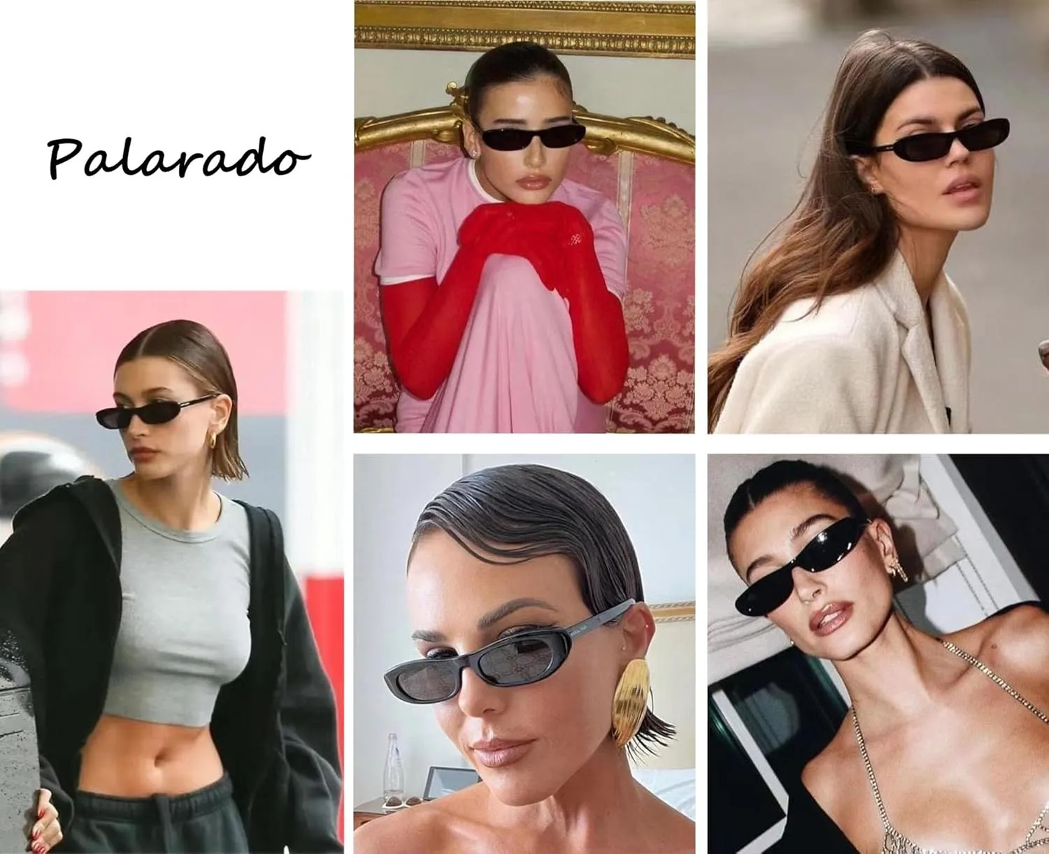 Trendy Elongated Narrow Cool Cat Eye Sunglasses for Women Oval 90s Vintage Retro Shades for Small Face