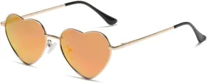 Trendy sunglasses Love Heart Shaped Polarized Sunglasses Women Men Sweet Design Eyewear Party Sun Glasses Outdoor Goggle UV400 Oculos De Sol,Red Mercury,Metal Frame