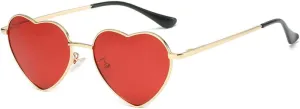 Trendy sunglasses Love Heart Shaped Polarized Sunglasses Women Men Sweet Design Eyewear Party Sun Glasses Outdoor Goggle UV400 Oculos De Sol,Red,Gold,Metal Frame