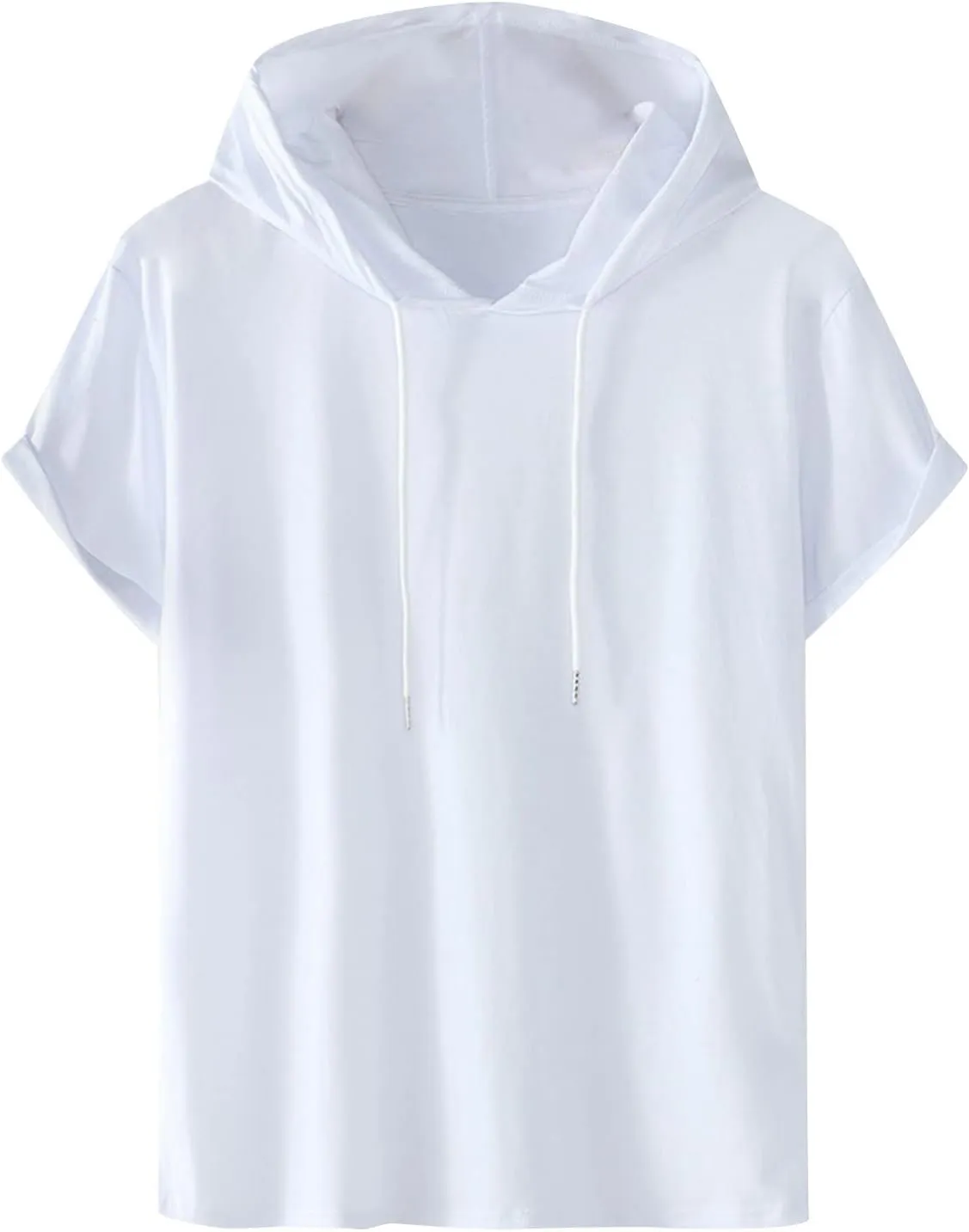 Uillui Mens Short Sleeve Hoodie Casual Cotton Hooded T-Shirts Lightweight Loose Fit Workout Sweatshirt Athletic Hoodies S-5X