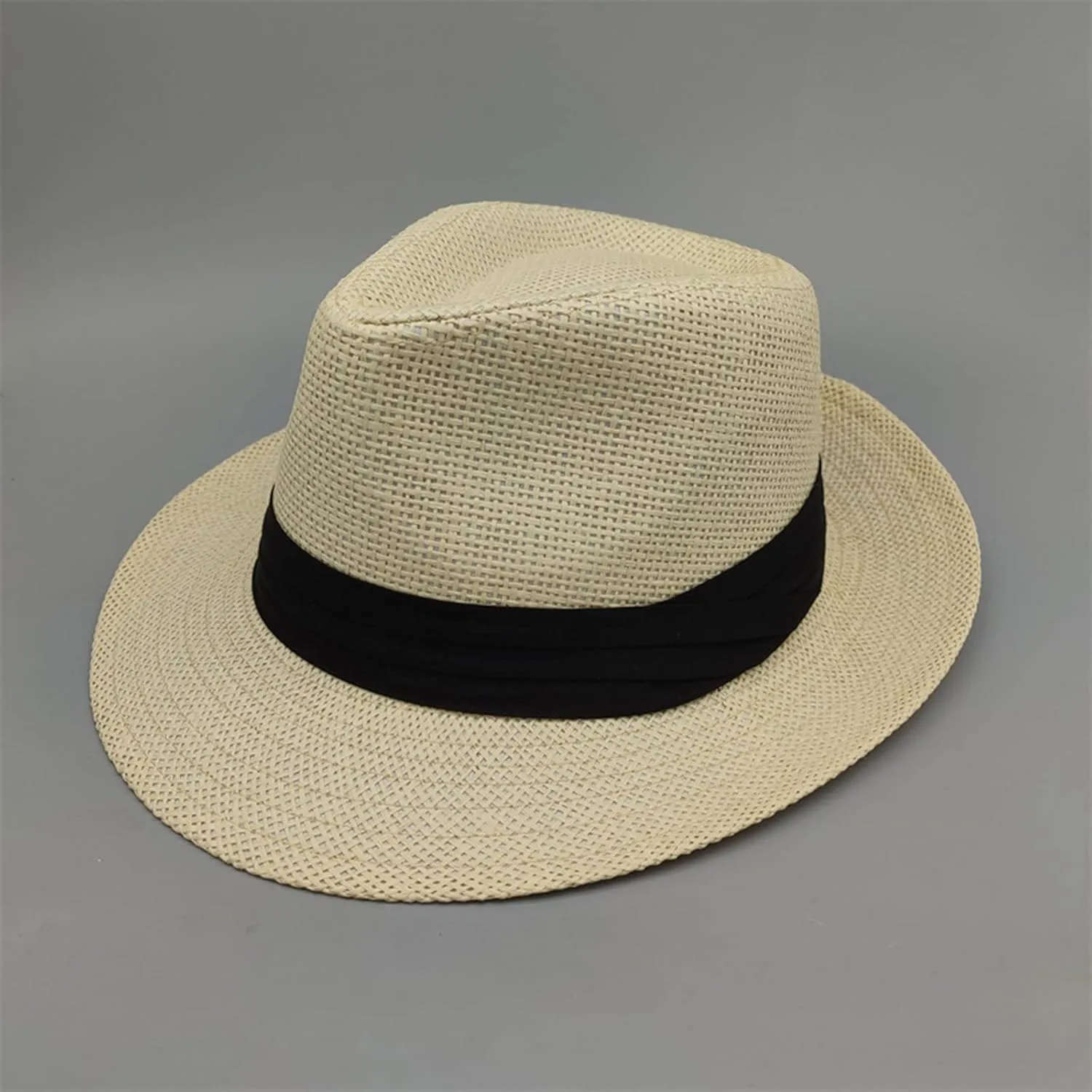Unisex Men Women Panama Bowler Hat Wide Brim Straw Hats Sunscreen Breathable Jazz Sun Hat Church Hats