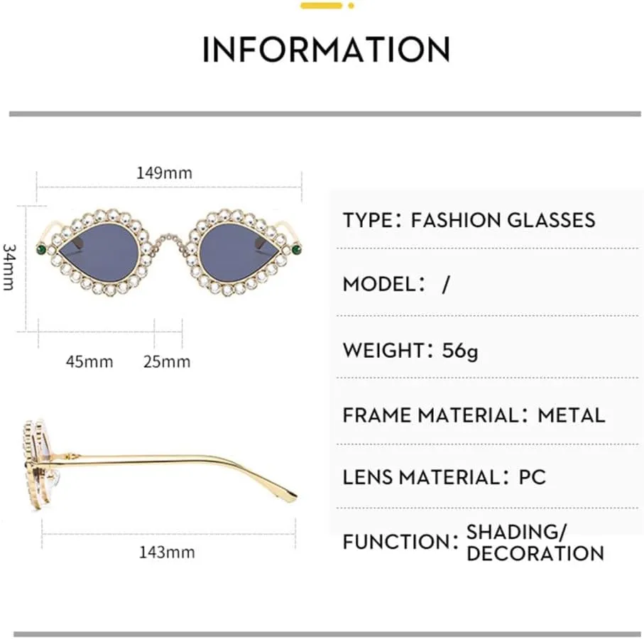 Vintage Cat Eye Sunglasses Men Women Oval Crystal Glasses Eyewear UV400