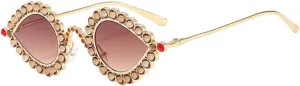Vintage Cat Eye Sunglasses Men Women Oval Crystal Glasses Eyewear UV400