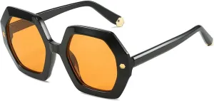 Vintage Polygon Sunglasses Women Fashion Metal Rivets Shades Uv400 Trending Men Gradient