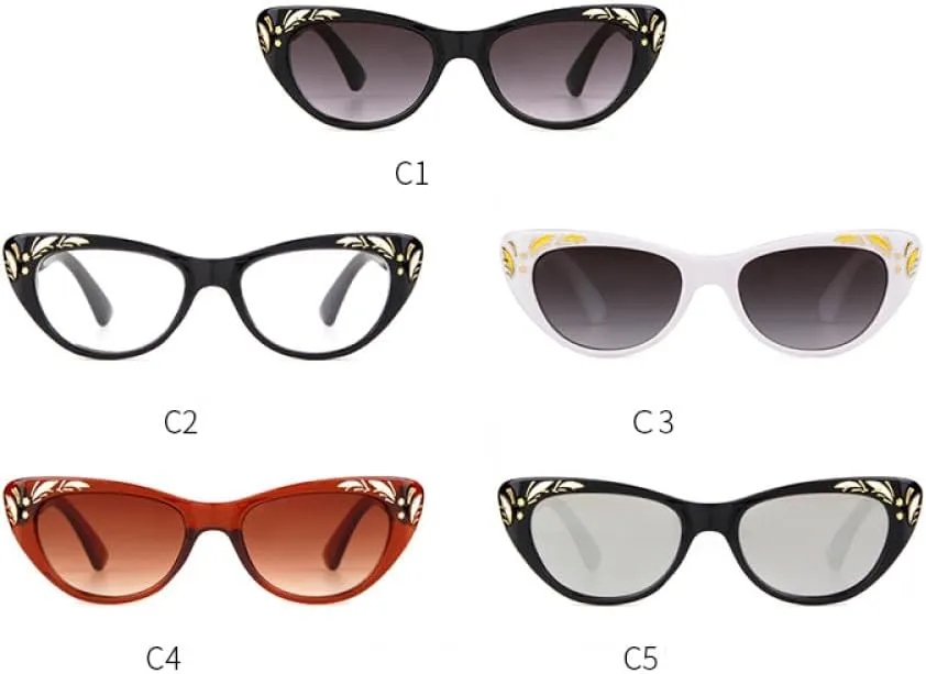 Vintage Retro Small Cat Eye Sunglasses WomenWhite Frame Cateye Sun Glasses White Shades Eyewear