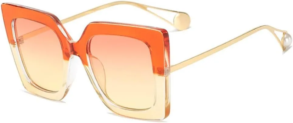 Vintage Women Sunglasses Fashion Oversized Pearl Cat Eye Big Alloy Sun Glasses Female Elegant Eyewear Shades Lady