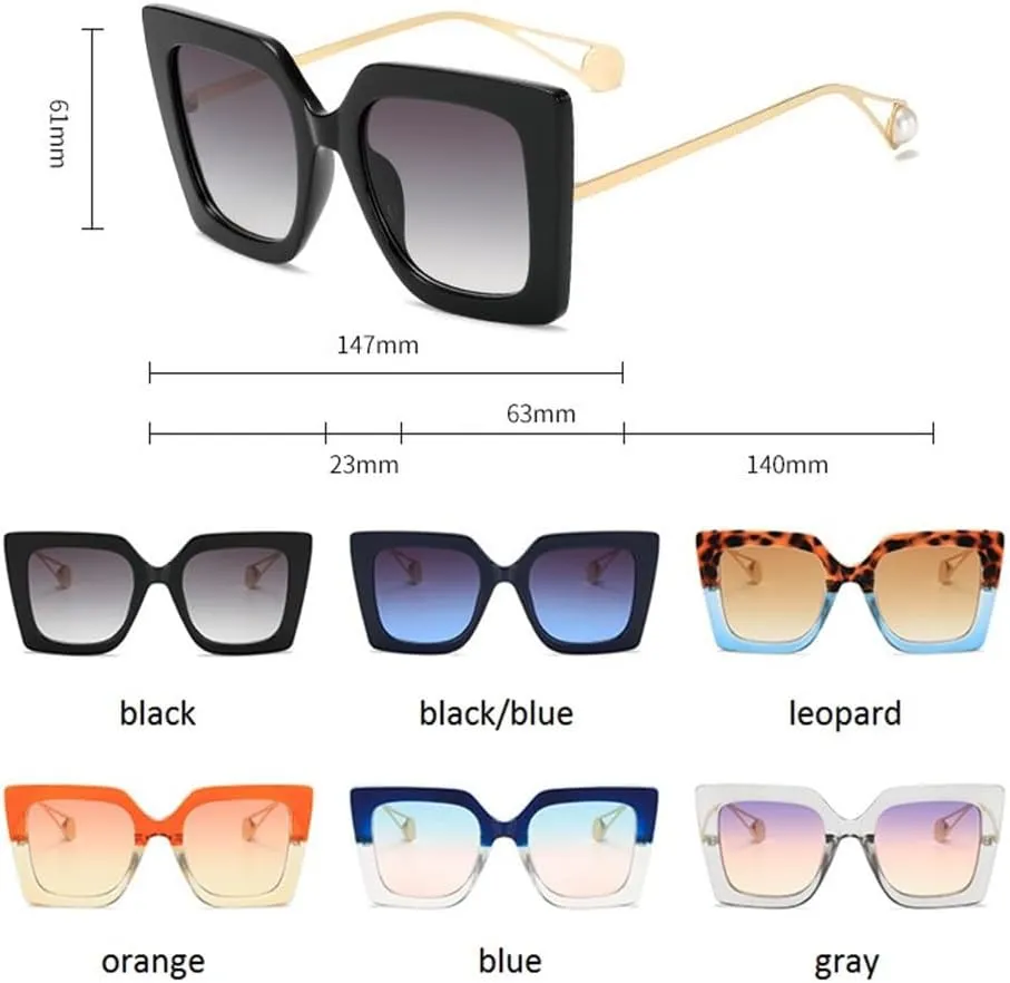 Vintage Women Sunglasses Fashion Oversized Pearl Cat Eye Big Alloy Sun Glasses Female Elegant Eyewear Shades Lady