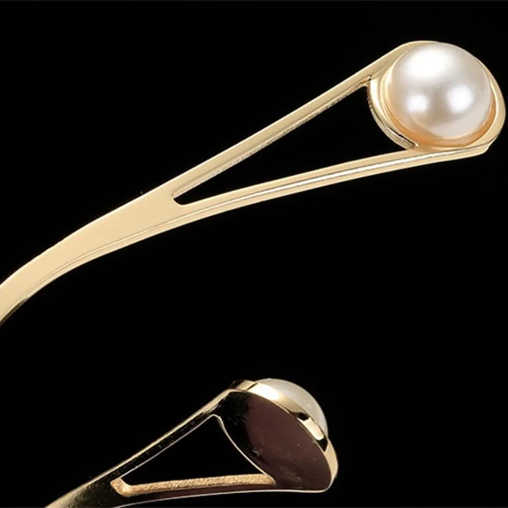 Vintage Women Sunglasses Fashion Oversized Pearl Cat Eye Big Alloy Sun Glasses Female Elegant Eyewear Shades Lady