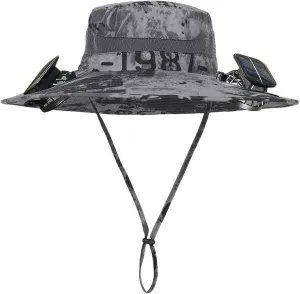 Wide Brim Fan Hat Solar Powered, UPF 50  Solar Fan Sun Hat for Fishing Camping Outdoor Hiking Beach