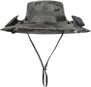 Wide Brim Fan Hat Solar Powered, UPF 50  Solar Power Fan Bucket Hat for Camping Hiking Fishing Outdoor Beach