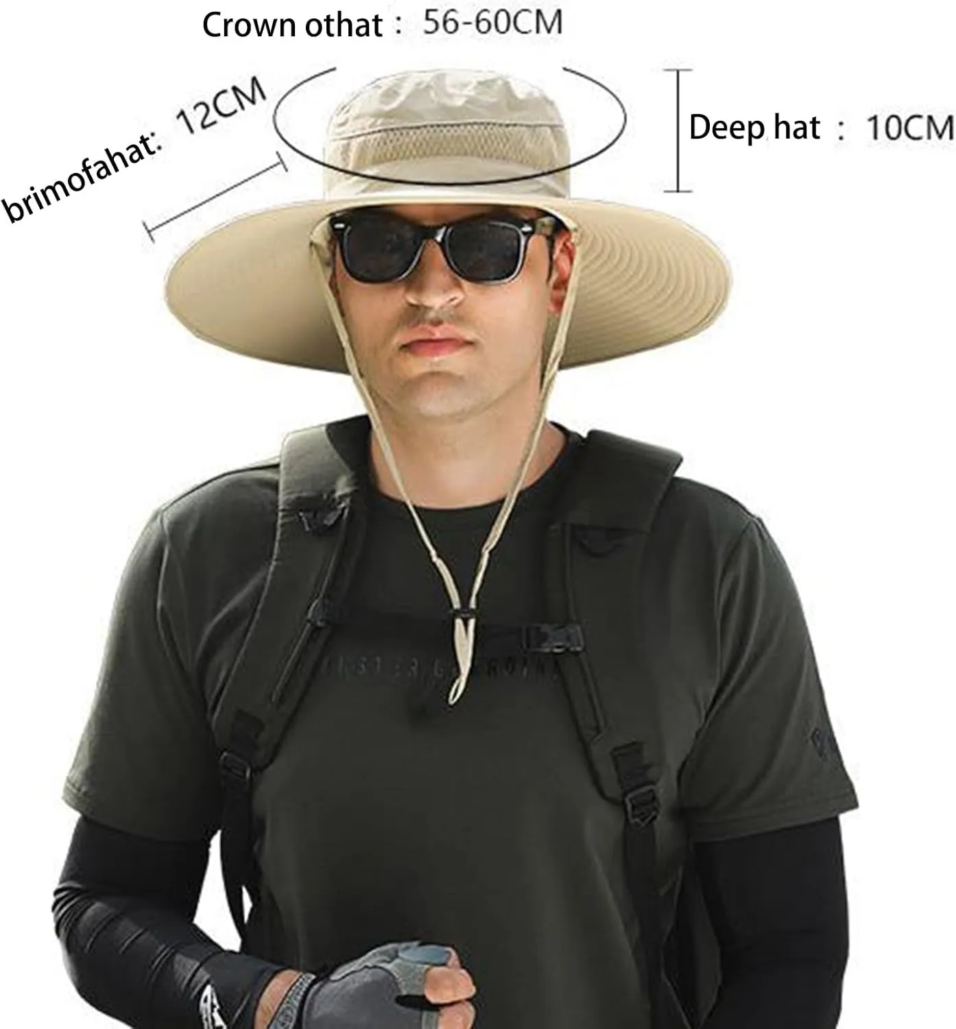 Wide Brim Fan Hat Solar Powered, UPF 50  Solar Power Fan Bucket Hat for Camping Hiking Fishing Outdoor Beach