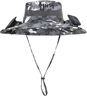 Wide Brim Hat with Fans Solar Power, UPF 50  Solar Panel Fan Hat for Fishing Camping Hiking Outdoor Beach