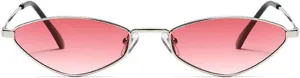 willochra Retro Small Triangle cat eye Sunglasses Womens Mens Vintage Narrow Irregular Hippie punk Metal Glasses Shades