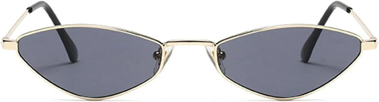 willochra Retro Small Triangle cat eye Sunglasses Womens Mens Vintage Narrow Irregular Hippie punk Metal Glasses Shades