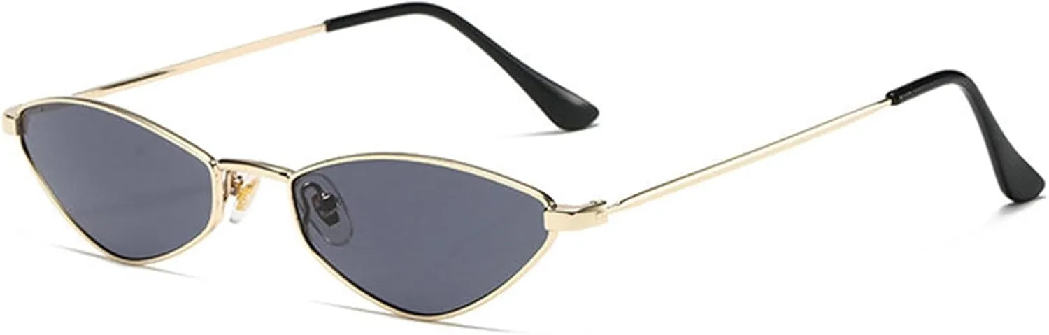 willochra Retro Small Triangle cat eye Sunglasses Womens Mens Vintage Narrow Irregular Hippie punk Metal Glasses Shades
