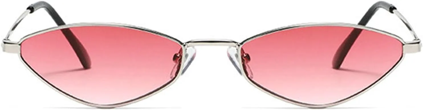 willochra Retro Small Triangle cat eye Sunglasses Womens Mens Vintage Narrow Irregular Hippie punk Metal Glasses Shades