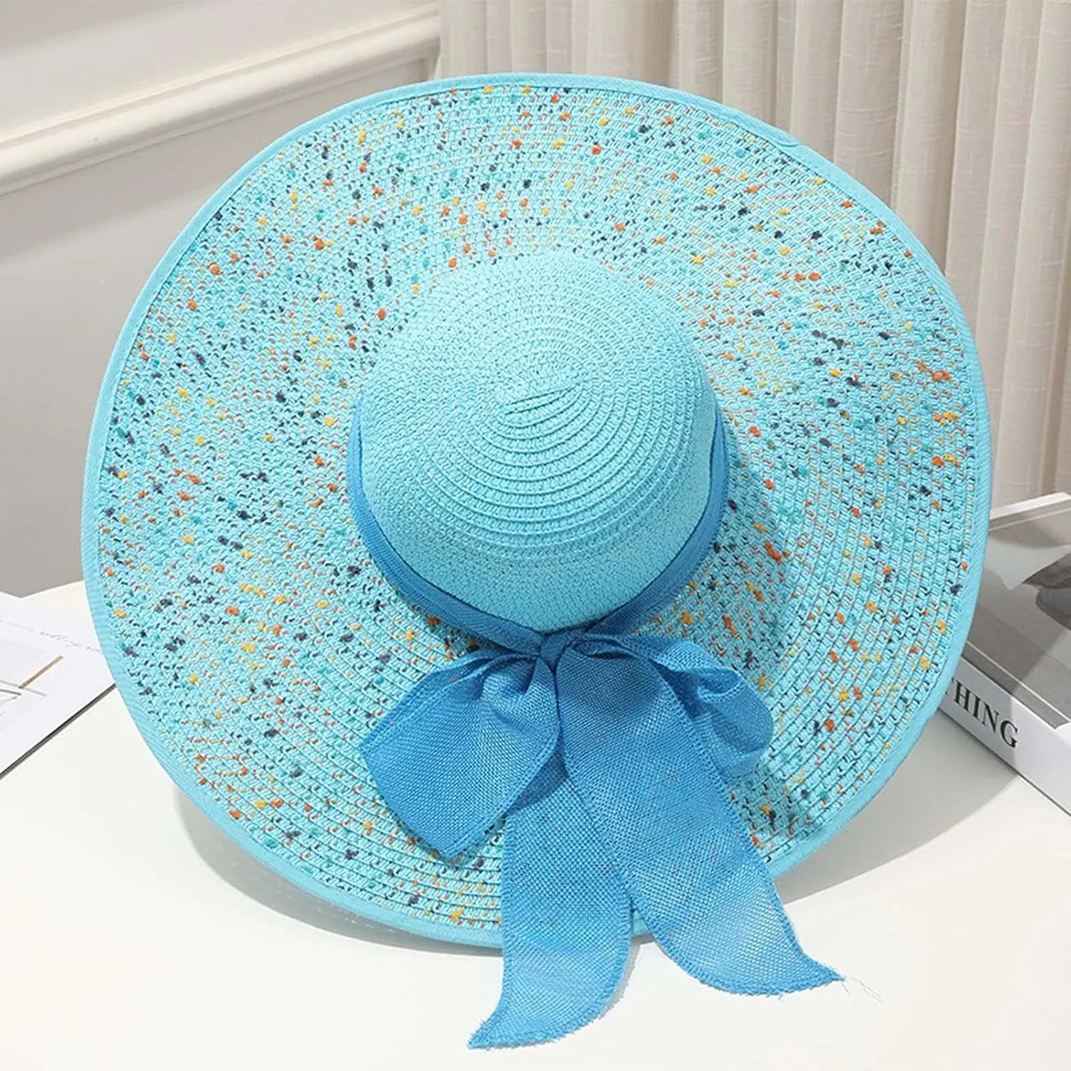 Women Hat Church Dress Fascinator Bridal Tea Party Wedding Hats for Flower Wide Brim Sun Hat