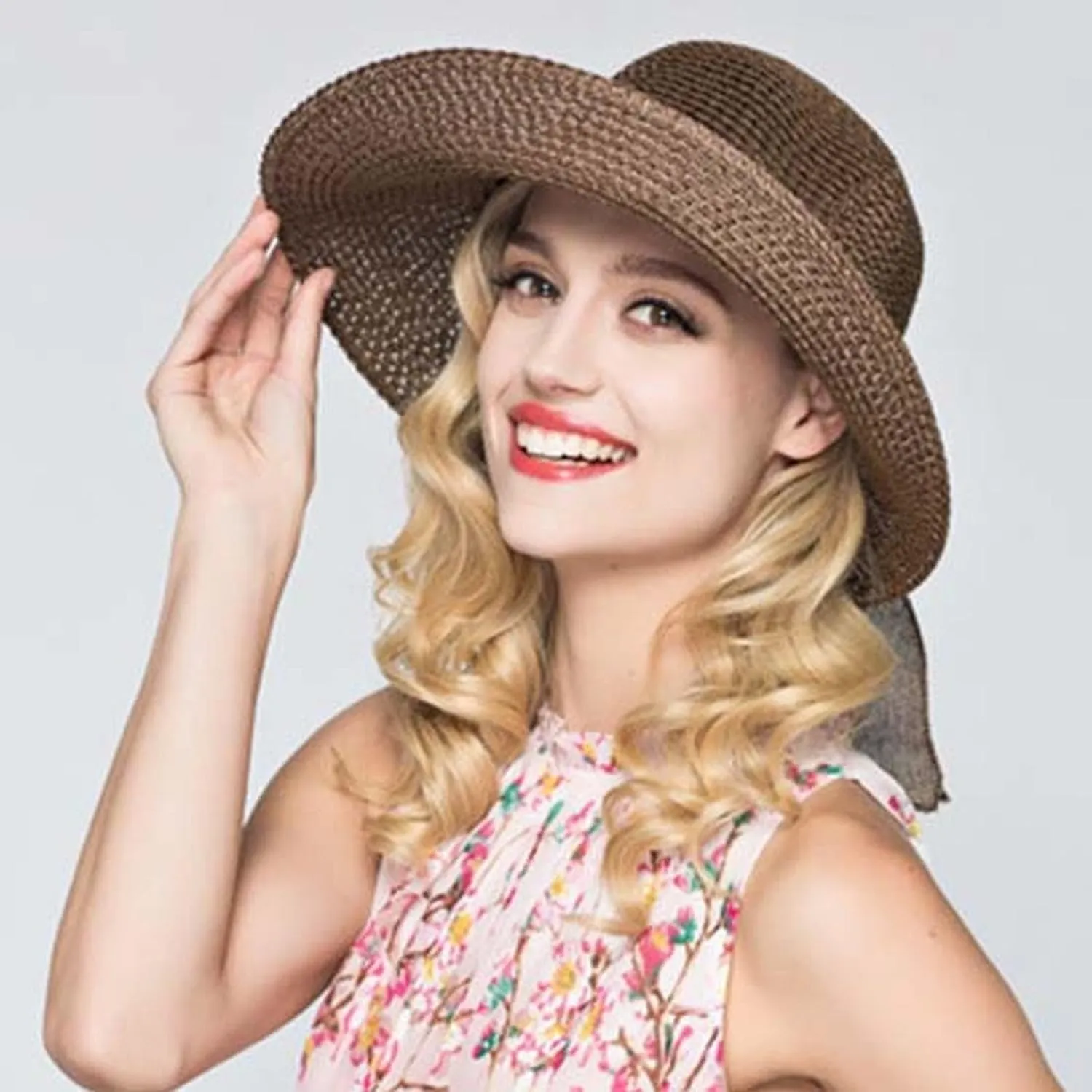 Women Hat Wide Brim Beach Sun Cap Foldable Large Lady Floppy for Travel Decoration Summer Vacation Birthday