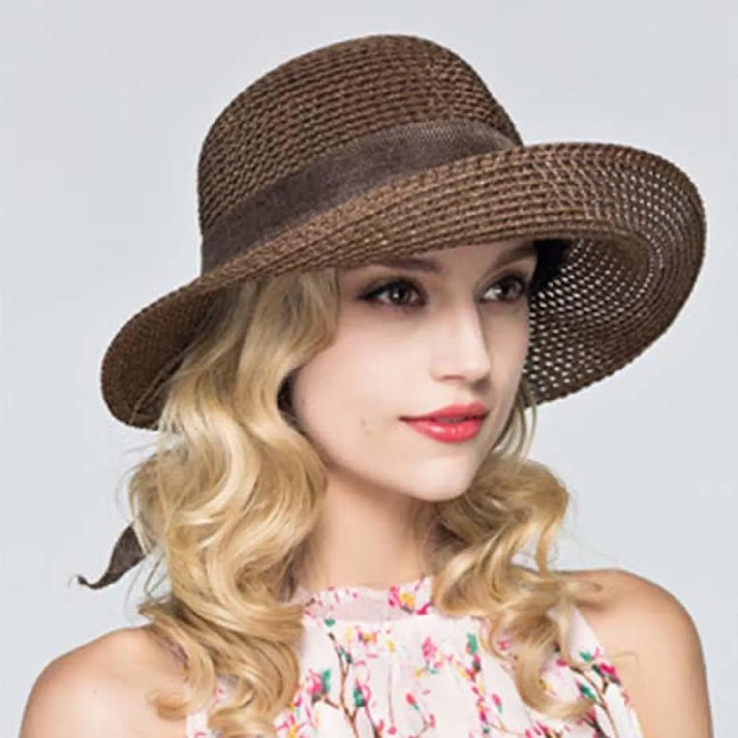 Women Hat Wide Brim Beach Sun Cap Foldable Large Lady Floppy for Travel Decoration Summer Vacation Birthday