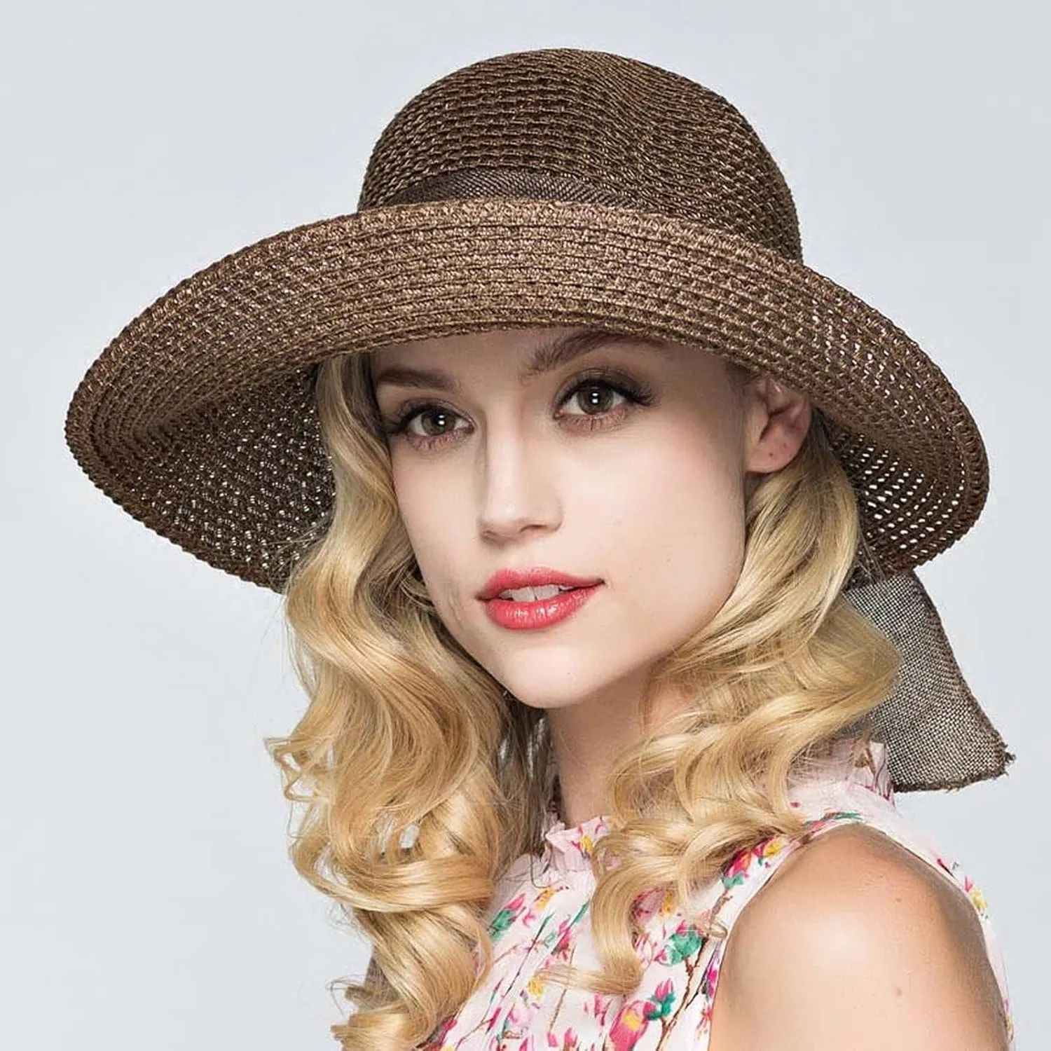 Women Hat Wide Brim Beach Sun Cap Foldable Large Lady Floppy for Travel Decoration Summer Vacation Birthday