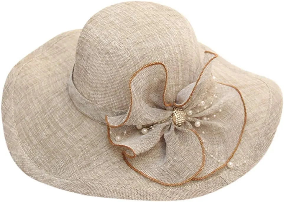 Women Kentuck𝚢-Derby Hat Tea Party Dress Wide Brim Organza Church Hats Wedding 𝙲ocktail Tea Party Spring