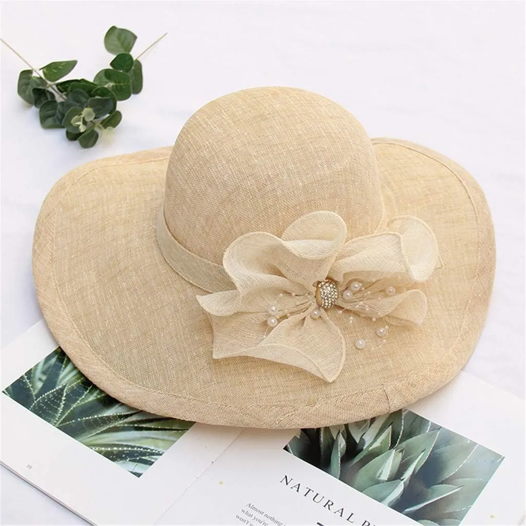 Women Kentuck𝚢-Derby Hat Tea Party Dress Wide Brim Organza Church Hats Wedding 𝙲ocktail Tea Party Spring