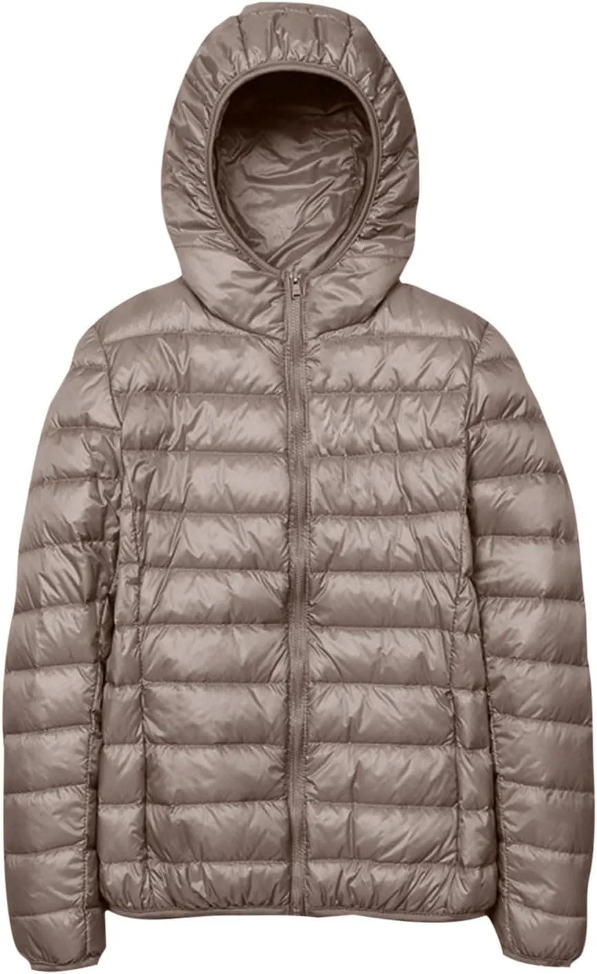 Women Lightweight Down Puffer Jacket with Hood Zip Up Long Sleeve Winter Warm Coat Thermal Puffer Jacket Outerwear