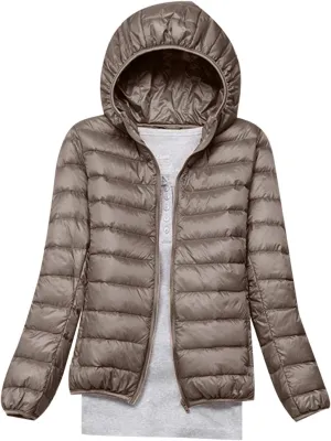 Women Lightweight Down Puffer Jacket with Hood Zip Up Long Sleeve Winter Warm Coat Thermal Puffer Jacket Outerwear