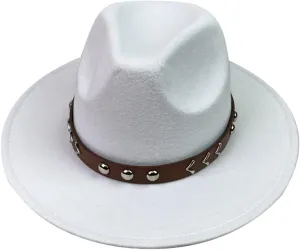Women Men Wool Panama Hat Travel Fedora Beach Hat Fall Casual Wide Brim Church Hat