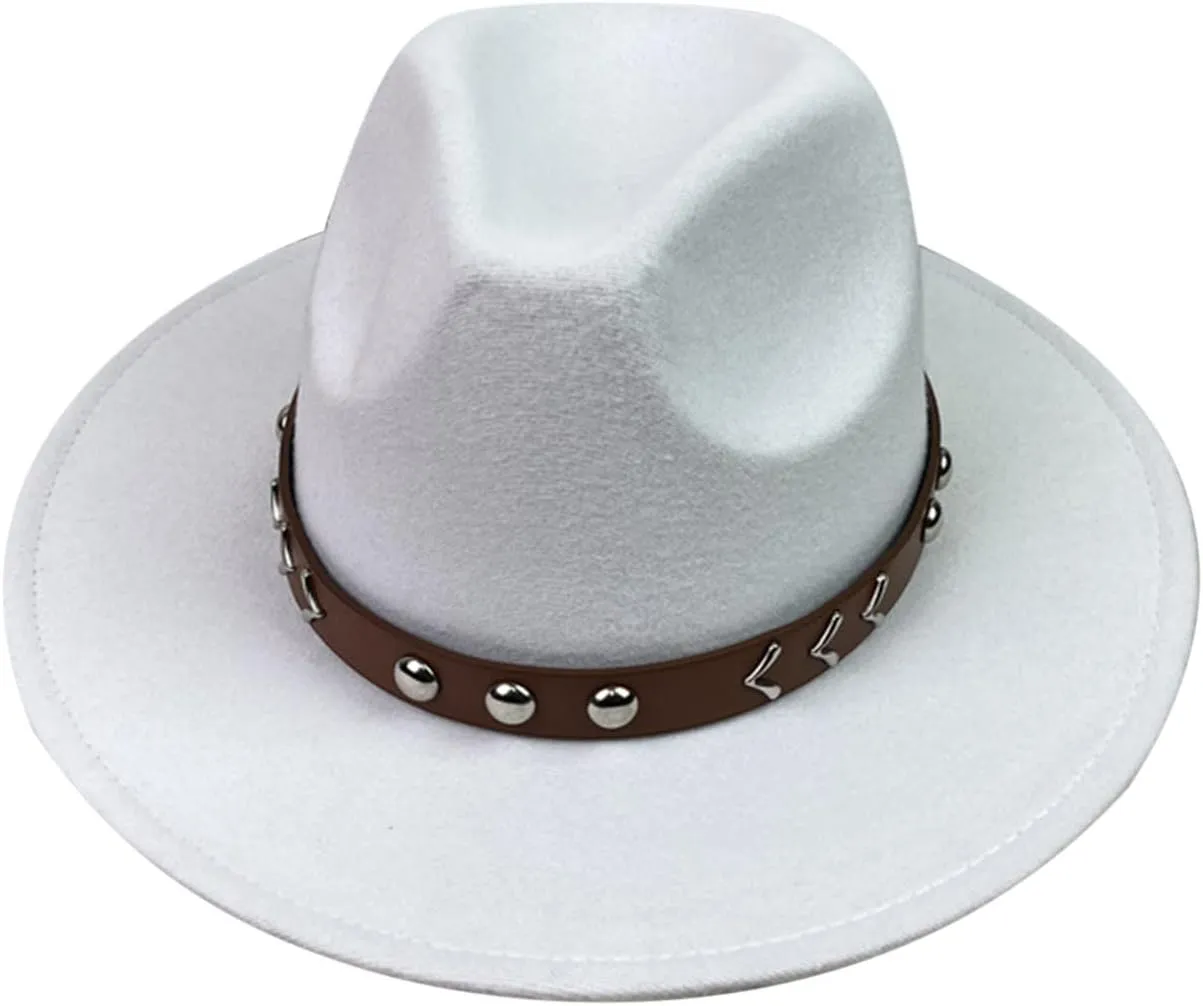 Women Men Wool Panama Hat Travel Fedora Beach Hat Fall Casual Wide Brim Church Hat