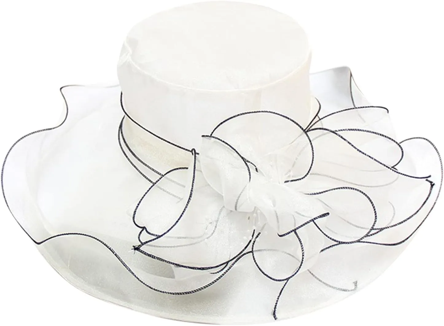 Women Organza Kentucky Church Derby Cap Wide Brim Sun Hats for Wedding Tea Party Fascinator UV Protection Caps