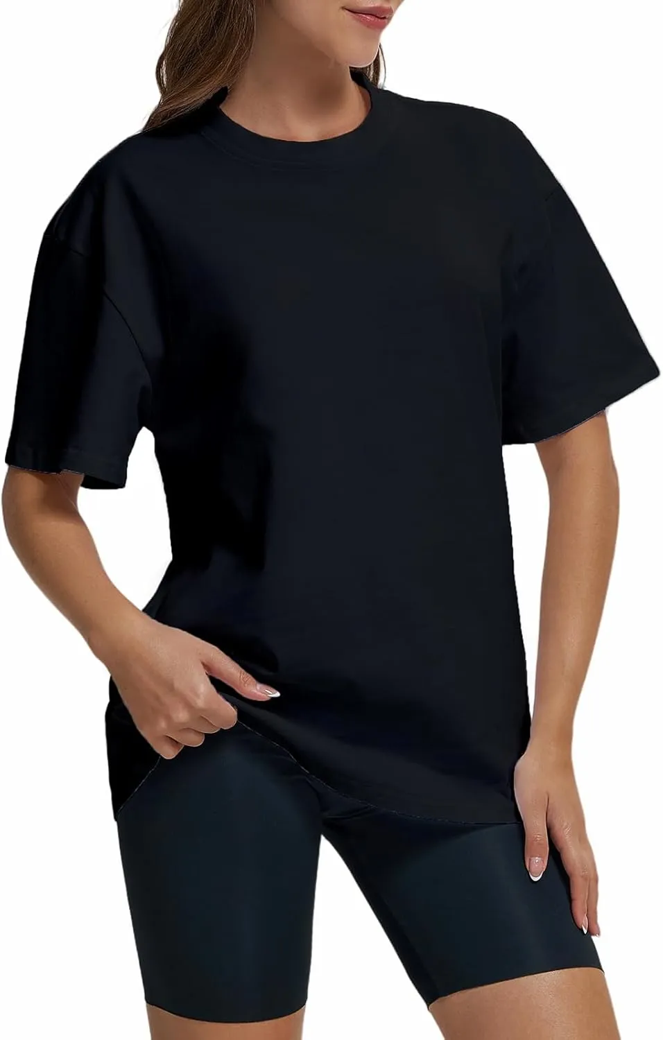 Women Oversized T Shirts Summer Casual Crewneck Short Sleeve Basic Tops Cotton Loose Fit Clothes