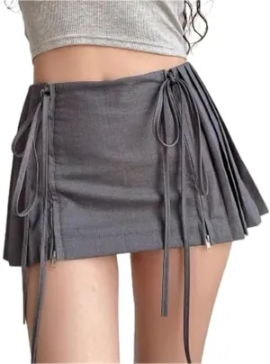 Women Pleated Mini Skirts for Women, Skirt Preppy Women Mini Skirts Mini Skirts Sexy Skorts (Gray,S)