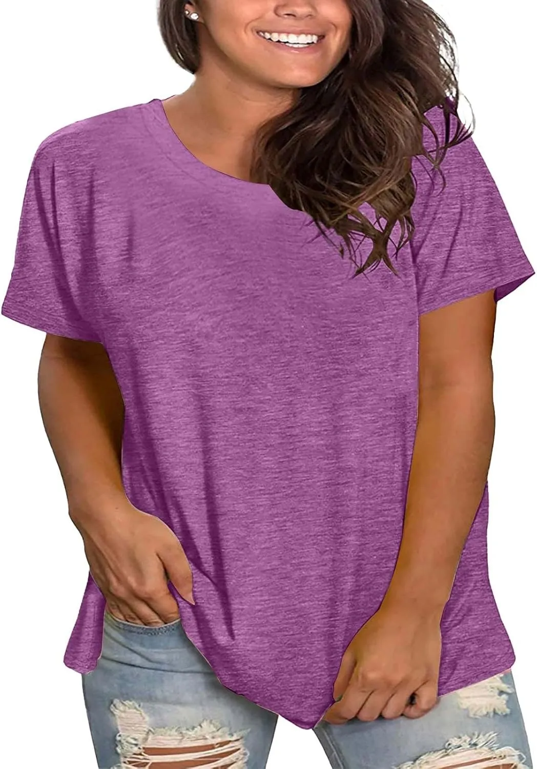 Women Short Sleeve Oversize Shirts Causal Loose Tops Summer Fashion Baggy Solid Soft Gym Clothes Beach Outfits 2025
