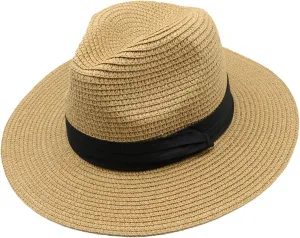 Women Straw Hat Bohemian Rolled Brim Fisherman Hats Rainbow Pattern Foldable Beach Cap Holiday Sun Visor Hat