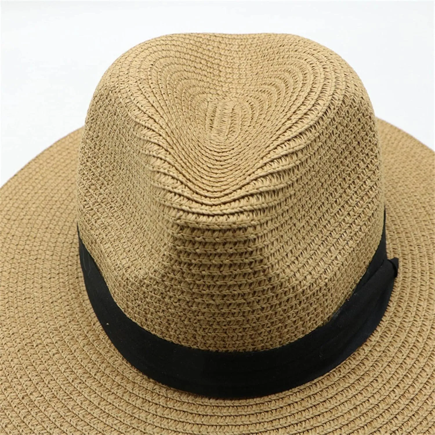 Women Straw Hat Bohemian Rolled Brim Fisherman Hats Rainbow Pattern Foldable Beach Cap Holiday Sun Visor Hat