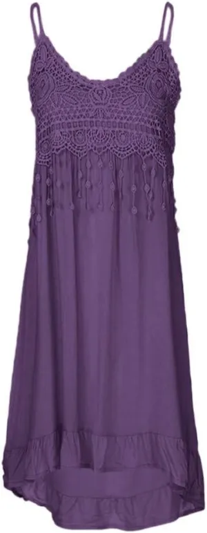 Women Summer Halter Dresses Embroidered Eyelet Floral Printed Tassel Midi Dress Plain Ruffle Hem Cute Sundress