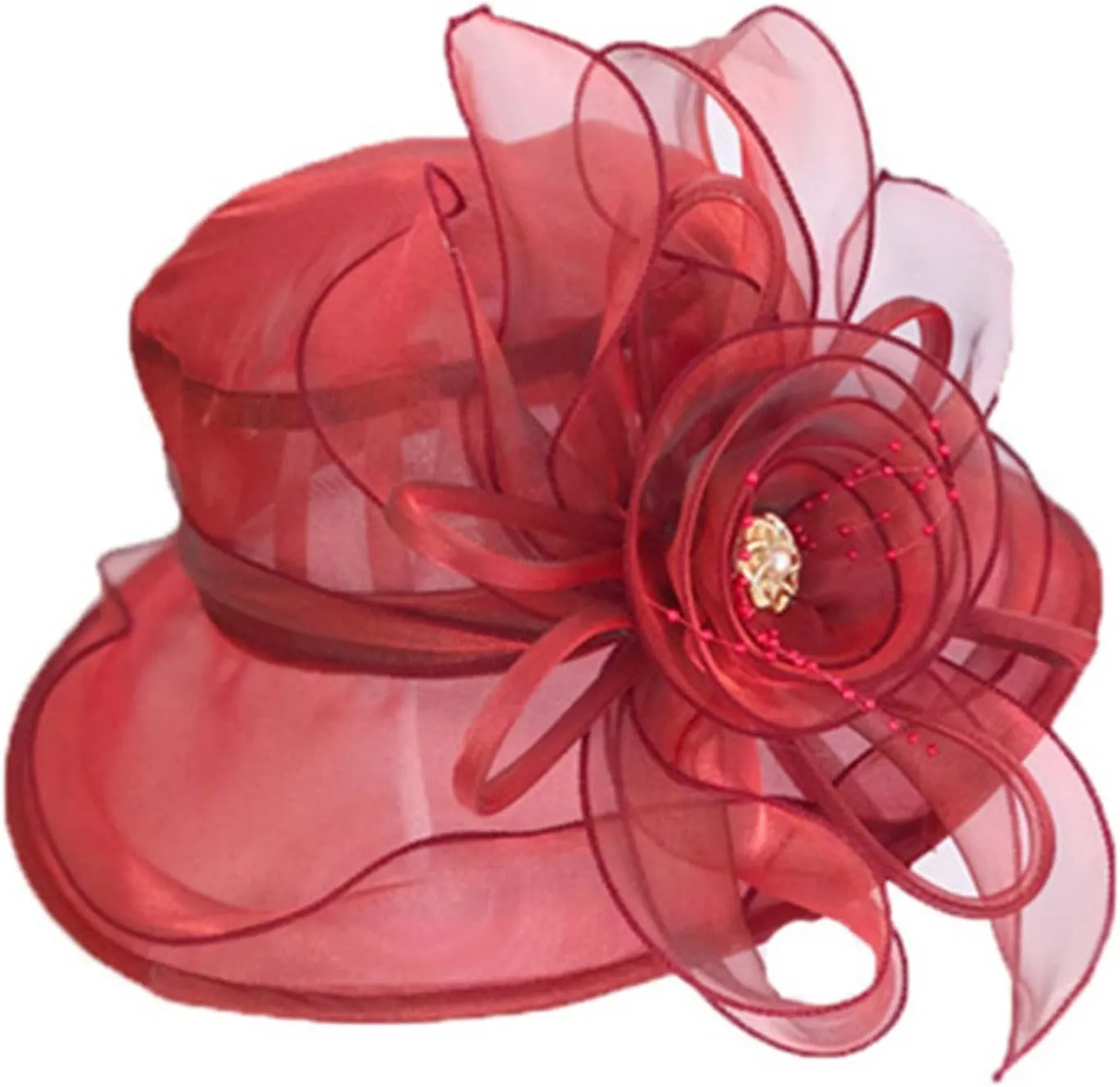 Women Wedding Church Dress Cloche Hat Fascinator Floral Tea Party Bucket Hat Independence Day s Birthday