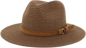 Women Wide Brim Straw Panama Roll up Hat Classic Summer Fedora Beach Sun Hat UPF50  Straw Hat for Women