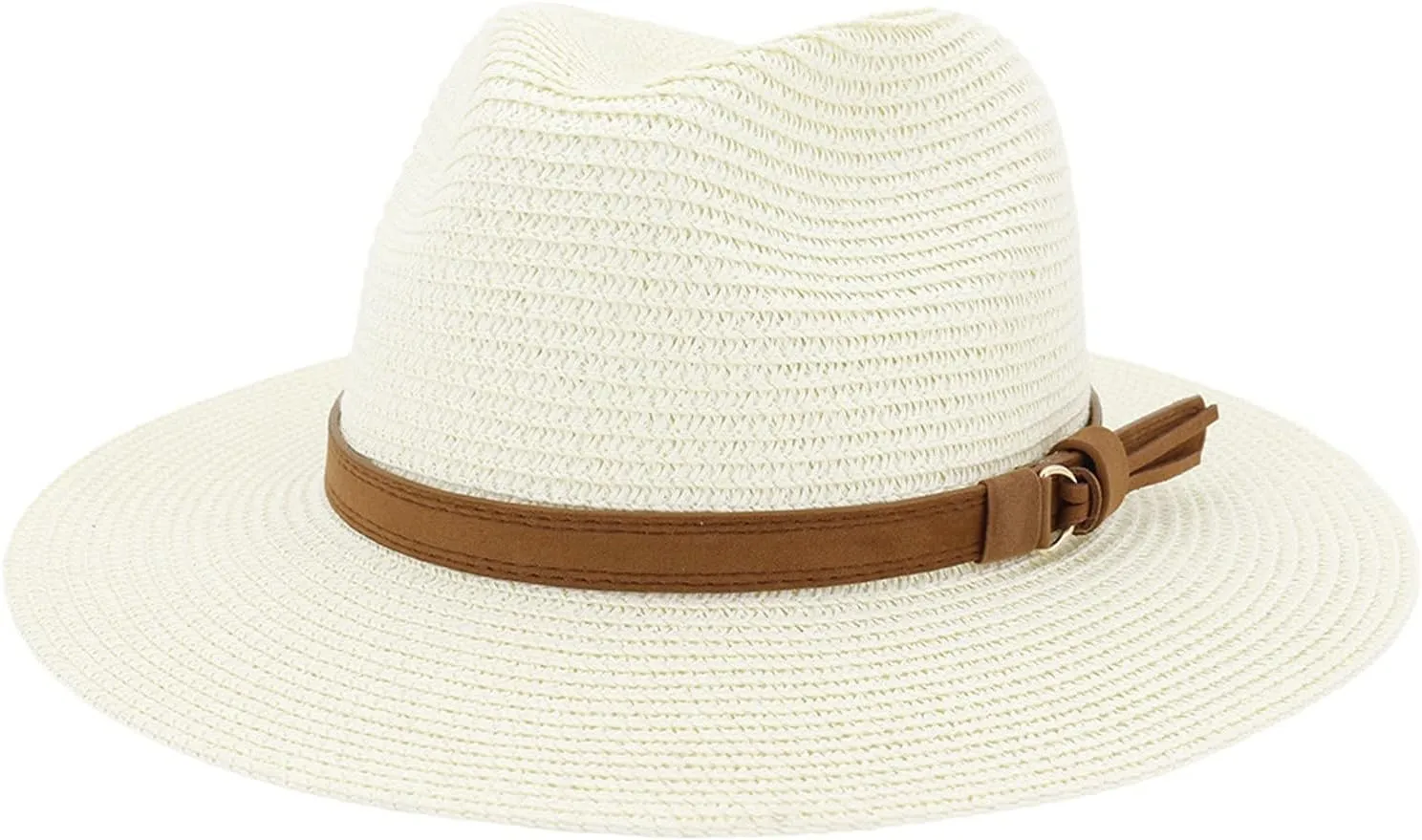 Women Wide Brim Straw Panama Roll up Hat Classic Summer Fedora Beach Sun Hat UPF50  Straw Hat for Women